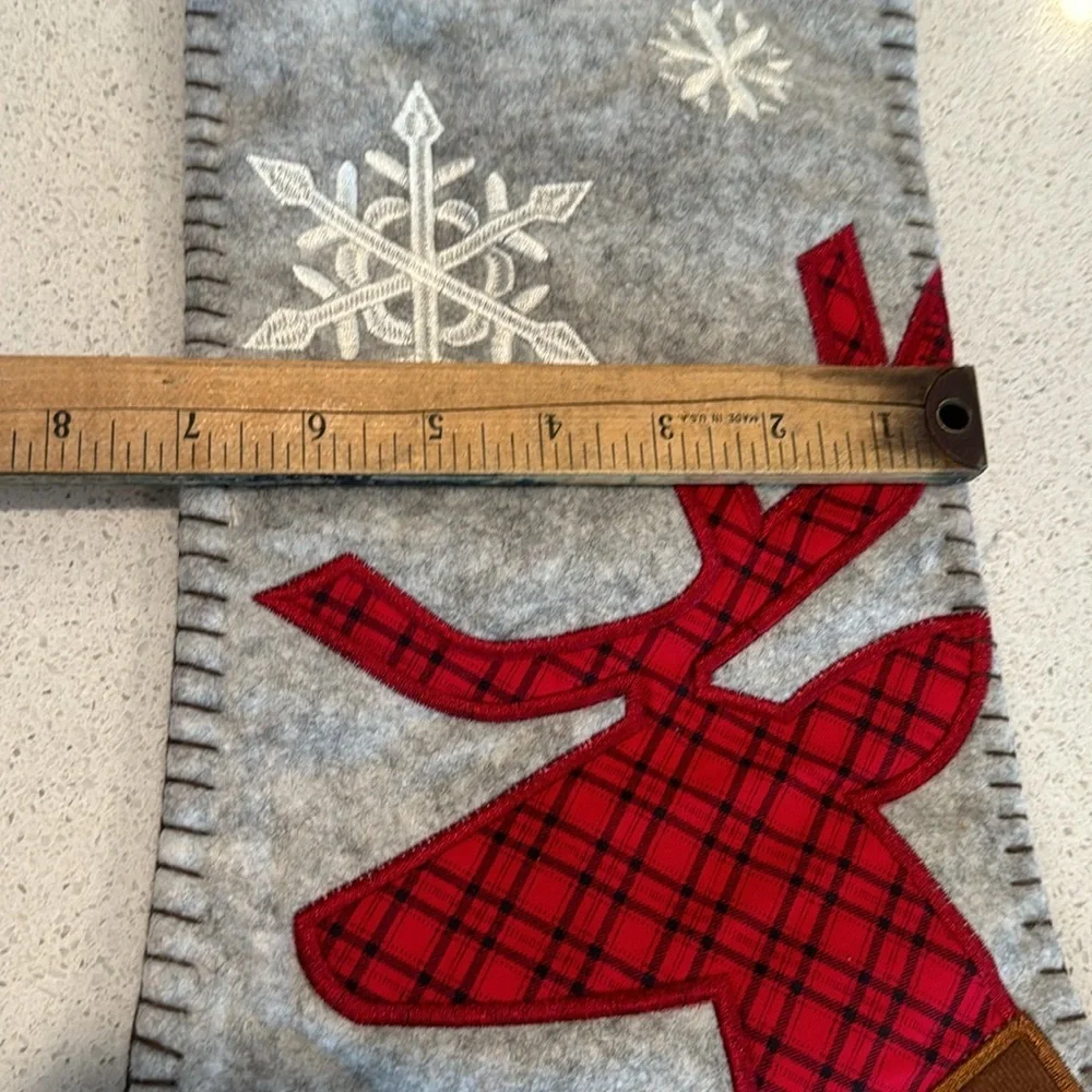 Deer stocking textured red and gray with brown collar